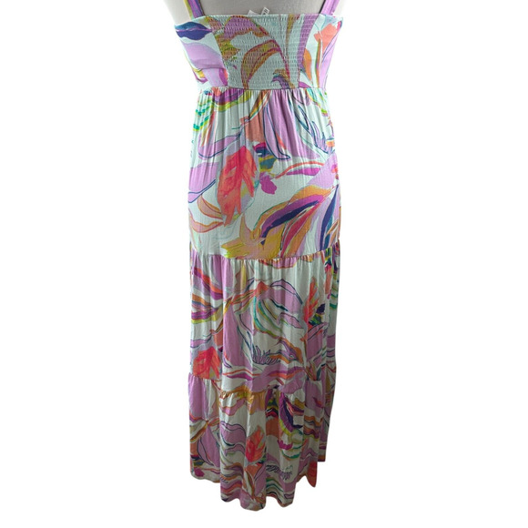 Soma Wknd Soft Jersey Trapeze Maxi Bra Dress Tiered in Fresh Tropical Medium - Picture 14 of 16